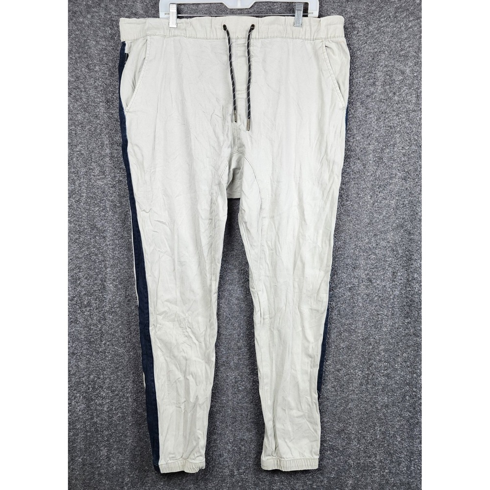 Ring of Fire Jogger Pants‎ Mens XXL Khaki Navy Blue Side Stripe Streetwear